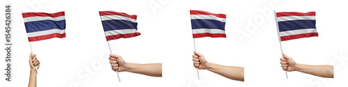 Patriot Holding Thailand Country Flag Isolated on Transparent

