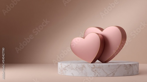 Stylish Pink Heart Shapes on a Marble Base