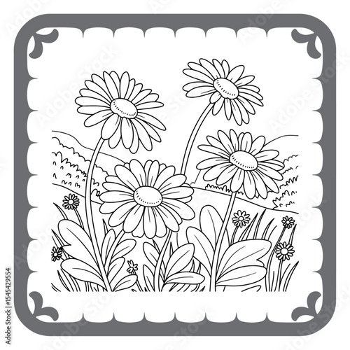 Vector floral background with blooming flowers and decorative space for text