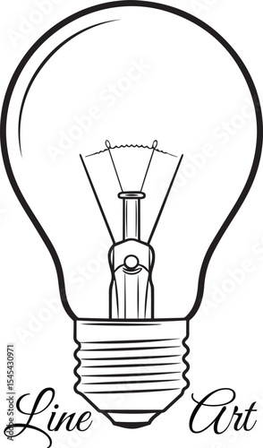 Classic Light Bulb Line Art Illustration