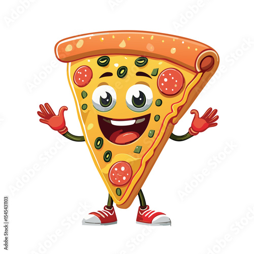 Cartoon pizza slice character mascot