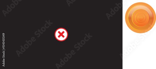 Abstract  cross mark icon background, red color cross mark on black background.