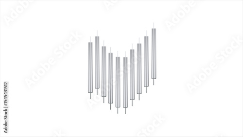 Abstract symbolizing financial growth,simple up market on white background.