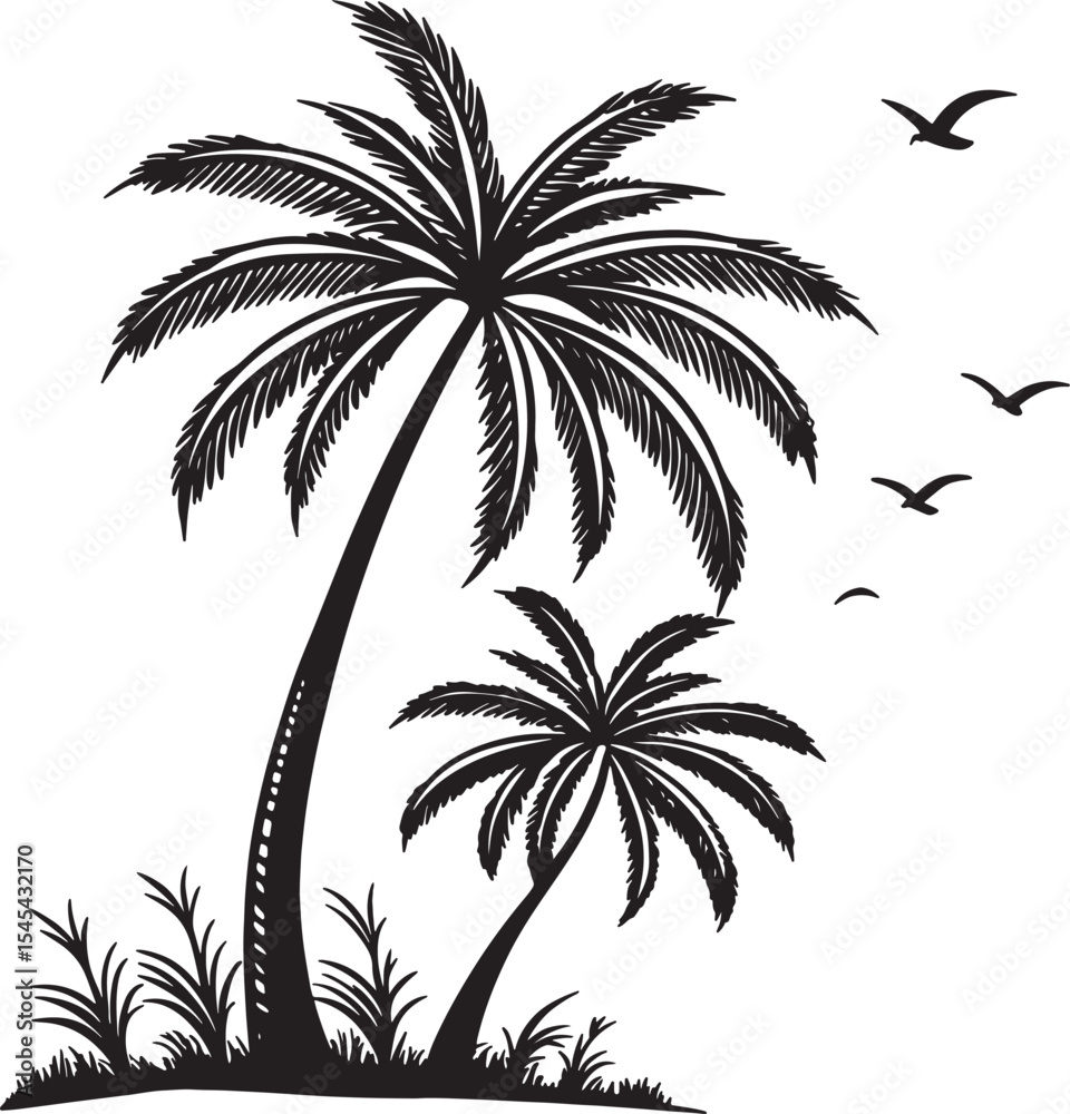 Fototapeta premium Single tree silhouette vector graphic isolated on transparent background