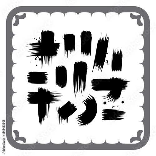 Abstract Ink Brush Strokes Collection