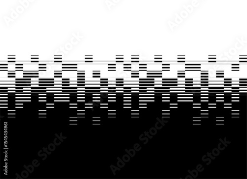 Vector transition from black to white with abstract striped pixels. Digital Vector background. Design element. Information flow. clusters