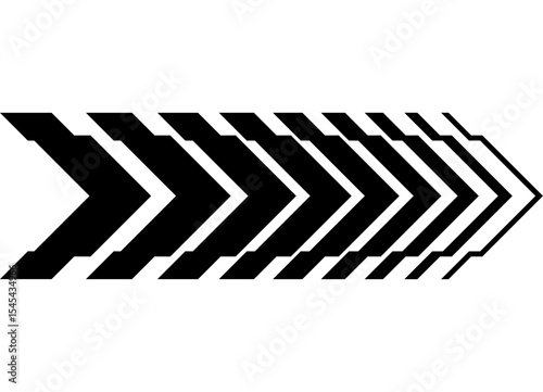 Black striped arrow on a white background. Speed ​​pattern. Sport design element. Vector background from lines with place for text. Direction indicator