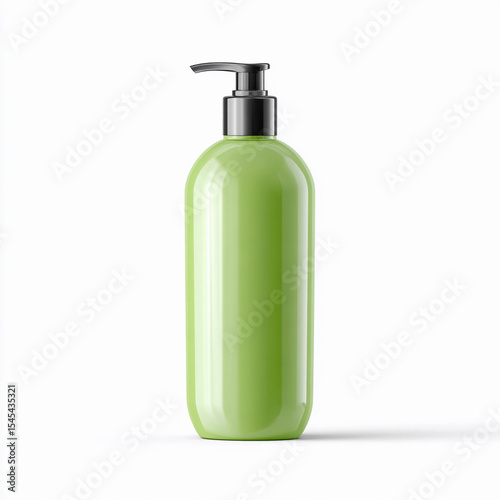 mockup of empty bottle green cosmetic product for skin and body care