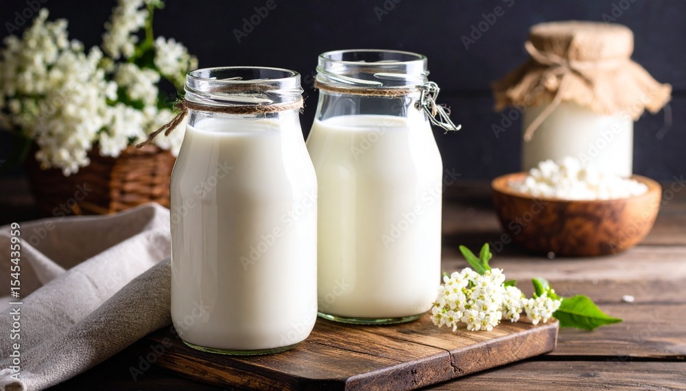 Kefir. A fermented milk drink rich in probiotics, similar to yogurt but thinner in consistency. Kefir. A fermented milk drink rich in probiotics, similar to yogurt but thinner in consistency.