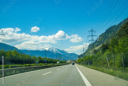 Caslano- Switzerland- 2 May 2025: Mountain road scenery on beautiful nature trip