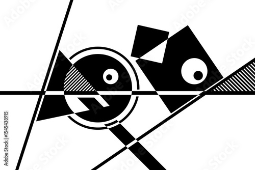 Abstract black and white simple composition. Geometric design background.
