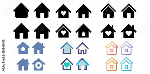 Home Icons Vector Set  Minimal, Gradient & Outline Real Estate Symbols for App UI, Website, Smart Home & Property Design