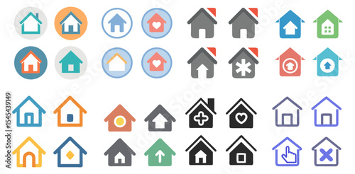 Home Icons Vector Set  Minimal, Gradient & Outline Real Estate Symbols for App UI, Website, Smart Home & Property Design