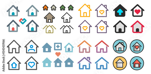 Home Icons Vector Set  Minimal, Gradient & Outline Real Estate Symbols for App UI, Website, Smart Home & Property Design