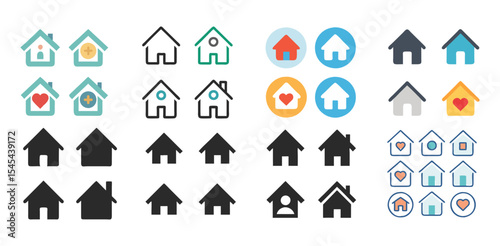 Home Icons Vector Set  Minimal, Gradient & Outline Real Estate Symbols for App UI, Website, Smart Home & Property Design