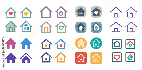 Home Icons Vector Set  Minimal, Gradient & Outline Real Estate Symbols for App UI, Website, Smart Home & Property Design