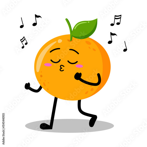Cute Hand Drawn orange walking whistling