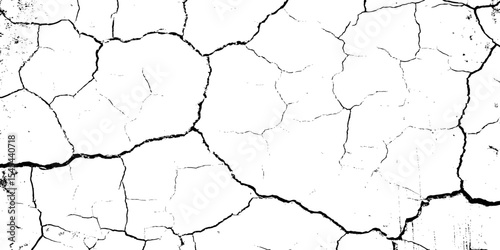  white surface with black cracks creating a textured abstract pattern design element.