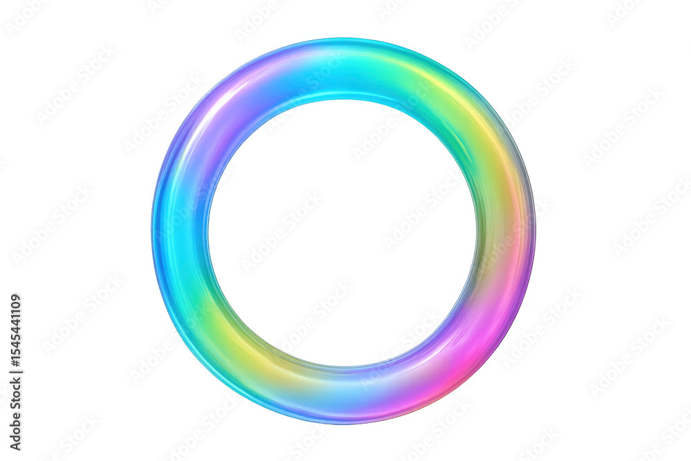 Iridescent holographic ring displaying vivid spectrum colors, representing cutting-edge digital design aesthetic and contemporary graphic styling Iridescent holographic ring displaying vivid spectrum colors, representing cutting-edge digital design aesthetic and contemporary graphic styling