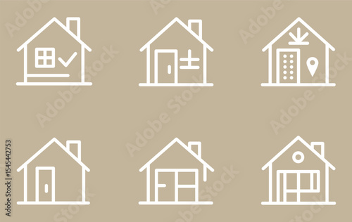 Houses icons set, Real estate, Line icon, EPS10