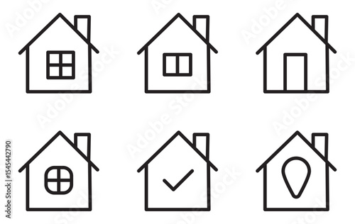 Houses icons set, Real estate, Line icon, EPS10