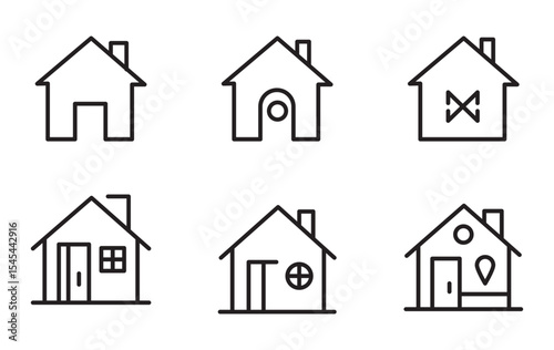 tiny house icon line art vector illustration Web home flat icon for apps and websites