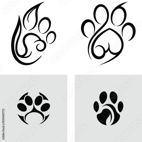 Elegant Paw Print Designs Nature-Inspired Tattoo and Logo Concepts