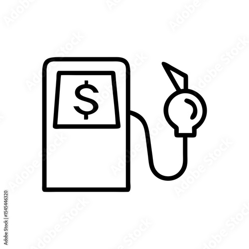 Gas pump outline icon with dollar symbol for fuel pricing concept