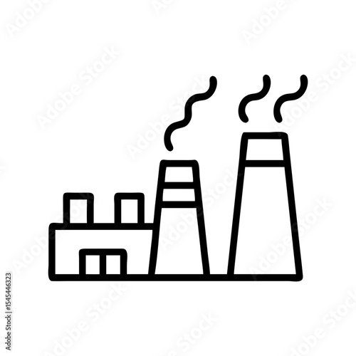 Simple factory icon with smoke stacks representing industrial infrastructure