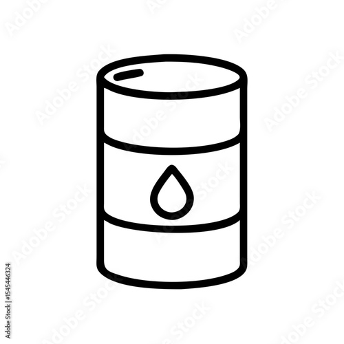 Simple line icon of oil barrel with droplet symbol
