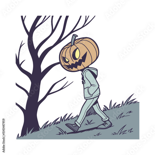   Skeletons in Haunted Graveyard  Spooky Halloween Cartoon Illustration with Fun Skeleton Party Scene

