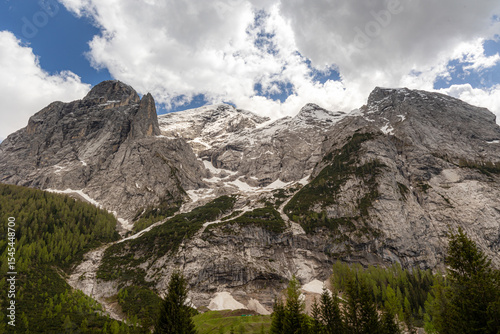 Marmolada massif seen from the road towards the Fedaia dam