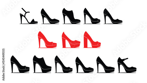 A collection of various sets of women's shoe silhouettes