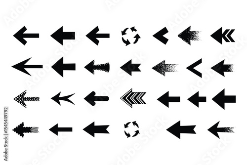 Collection of Diverse Arrow Icons Navigation Symbols for Design Projects