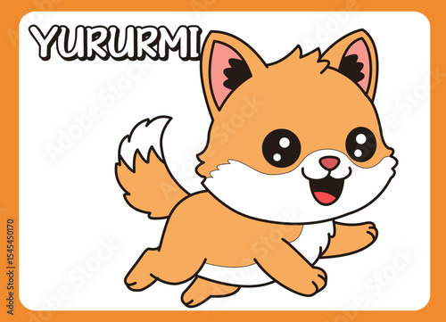 Cute little Yuri  happy smile cartoon illustration. vector 2 dimension
