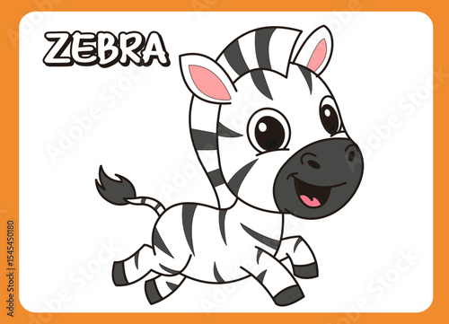 Cute little zebra  happy smile cartoon illustration. vector 2 dimension