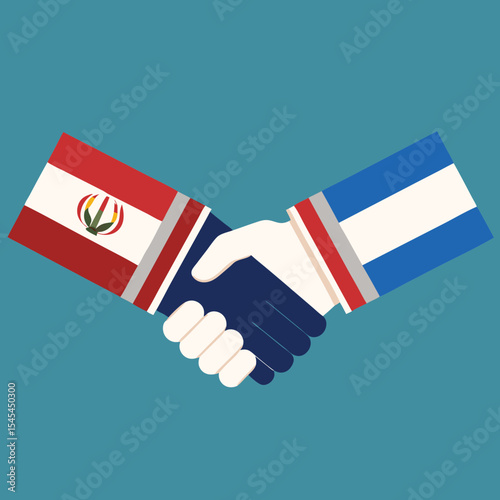Handshake Between Iran and Israel Flags, Symbol of Peace, Diplomacy, and Hope Amid Tensions
