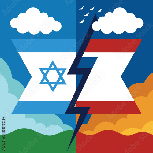 Between Iran and Israel Flags, Symbol of Peace, Diplomacy, and Hope Amid Tensions