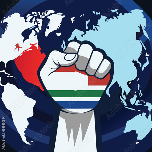 Hand Holding Globe and Map of World Illustration