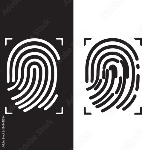Stylized Fingerprint Biometric Data Scan Security Identification Authentication Technologies Digital Fingerprints and a Contrast of a Real Fingerprint