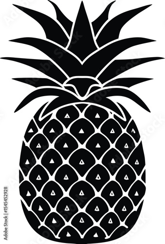 Stylish black and white silhouette of a pineapple.