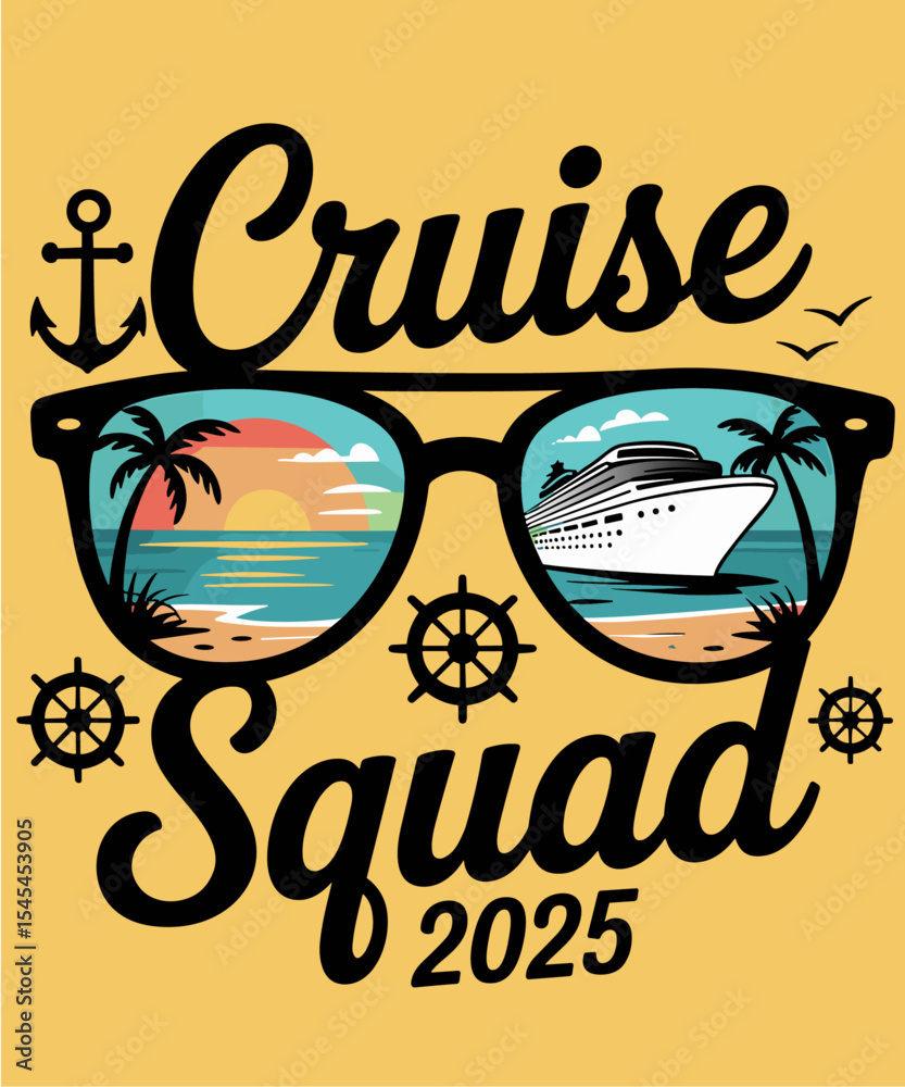 Fototapeta premium Cruise Squad 2025 Summer Vacation Matching Family Cruise