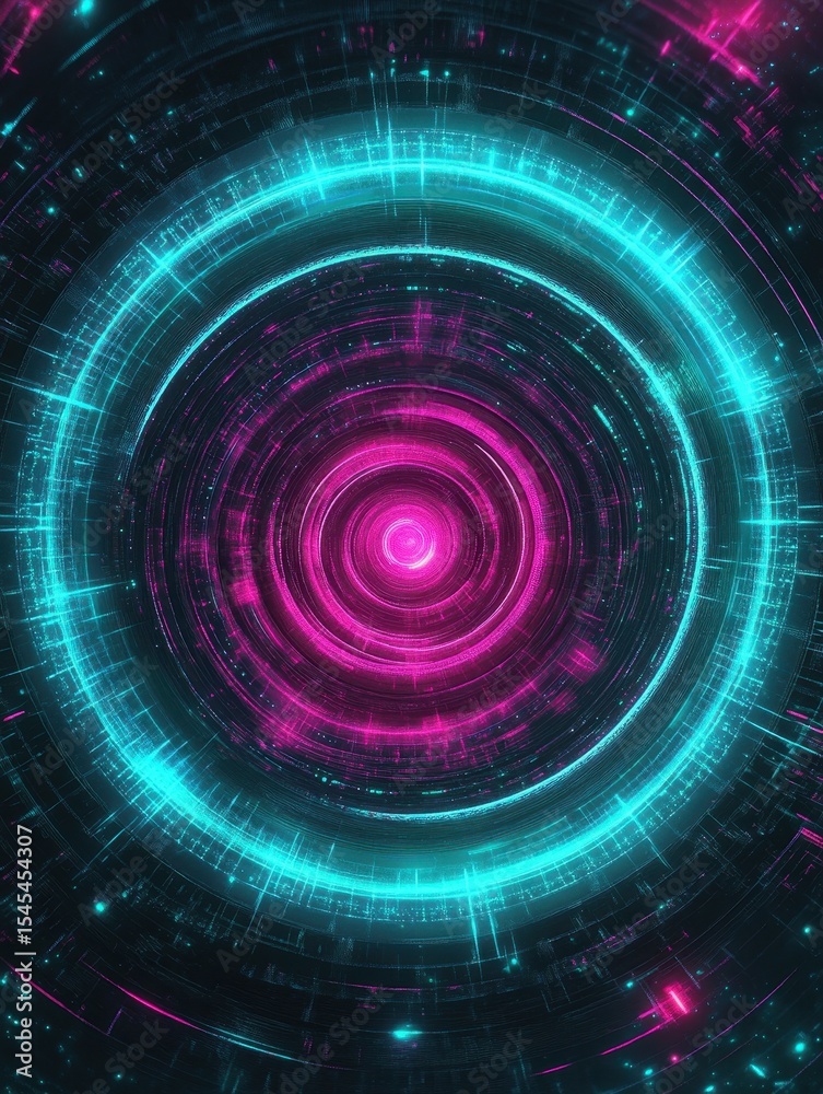 Fototapeta premium Futuristic holographic display glowing blue and pink