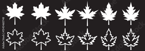 Maple leaf vector icons. Maple leaves set. Canadian leaf icon. Canada flag maple leaf icon vector. Maple leaf silhouettes. Canada flag