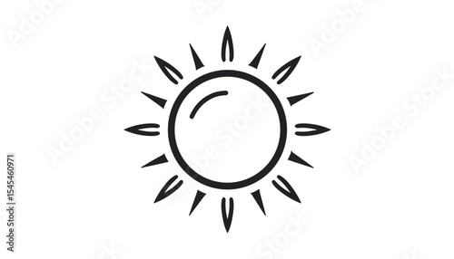 Stylized sun illustration with rays and vibrant design, minimalist graphic art