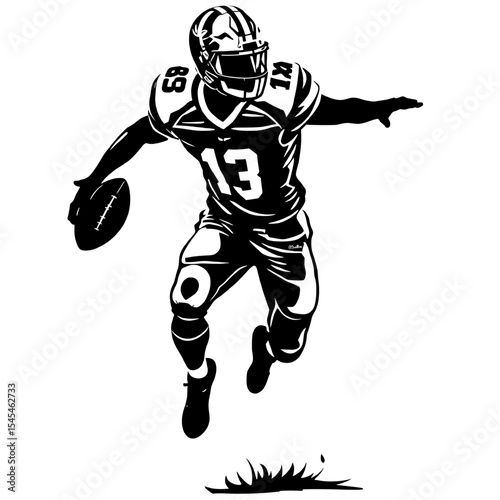 Leaping Male American Football Player Silhouette