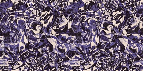 Dye wash indigo blue textur border fabric effect background. Seamless edging trim pattern in masculine Japanese block print style. Perfect for washing tape, ribbon and banner design