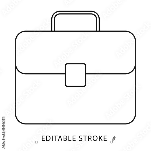 Briefcase icon in minimal line style with editable stroke. Business bag, office case, career symbol for corporate visuals, professional work, job planning, finance and document organization concept.