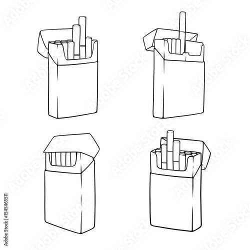 vector outline drawing illustration set collection of a cigarette