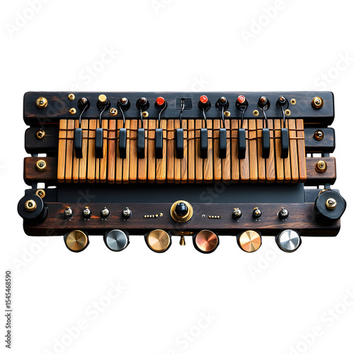A jazz vibraphone with pedal and resonators, isolated on transparent background